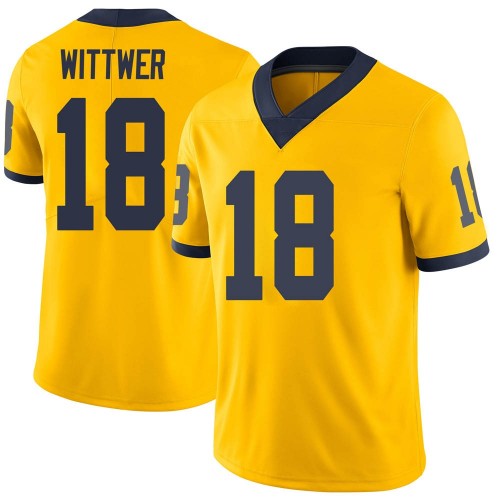 Max Wittwer Michigan Wolverines Men's NCAA #18 Maize Limited Brand Jordan College Stitched Football Jersey QHH7454BL